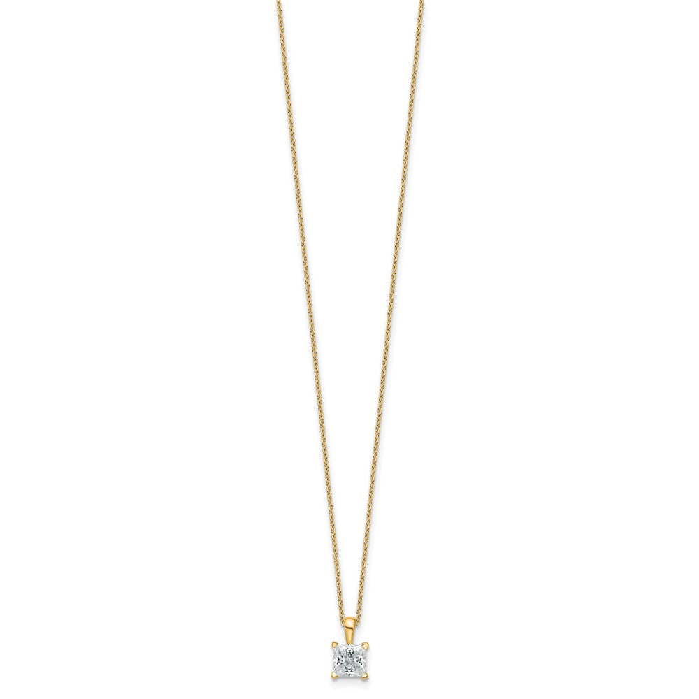 14k 1ct Lab Grown Dia VS/SI+ G+ Princess Comp 18in Pendant Necklace