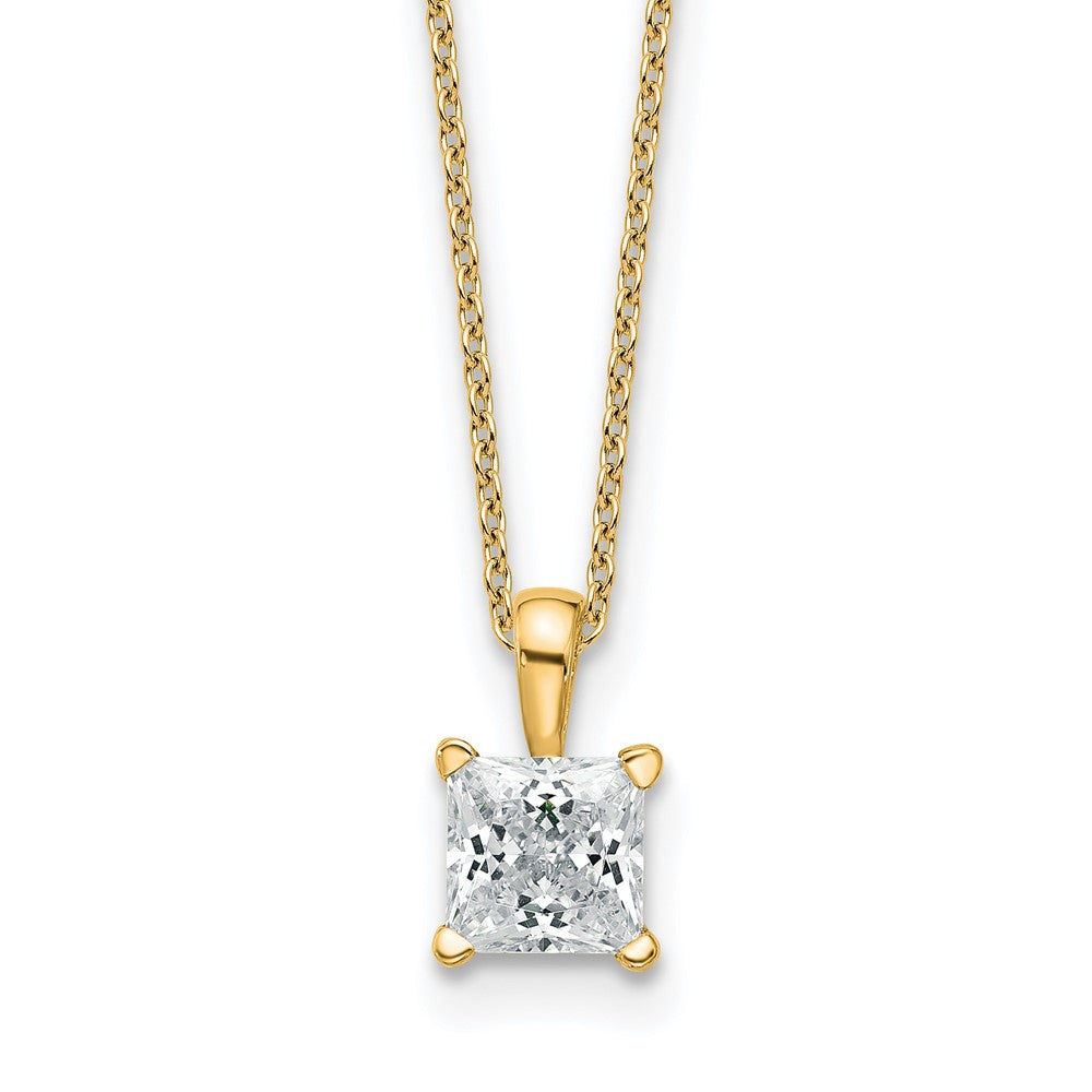 14k 1ct Lab Grown Dia VS/SI+ G+ Princess Comp 18in Pendant Necklace