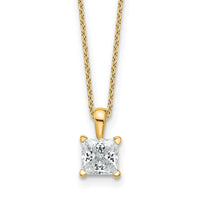 14k 1ct Lab Grown Dia VS/SI+ G+ Princess Comp 18in Pendant Necklace