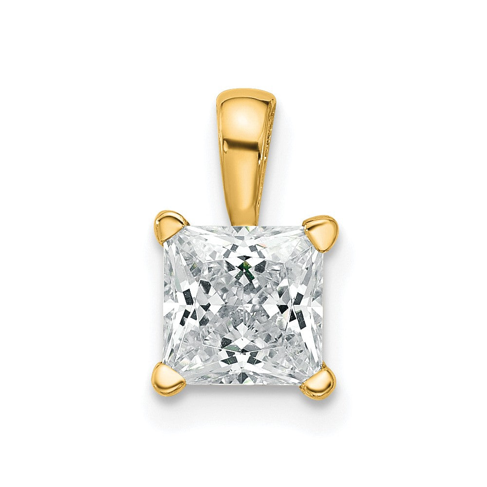 14k 1 ct Lab Grown Diamond VS+ F+ Princess Complete 4 Prong Pendant