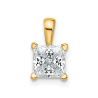 14k 1 ct Lab Grown Diamond VS+ F+ Princess Complete 4 Prong Pendant