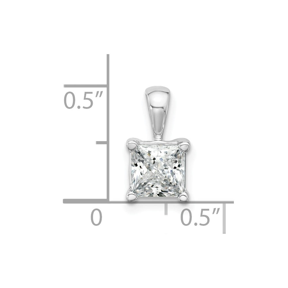 14kw 1 1/2ct Cert Lab Grown Dia VS/SI+ G+ Princess Comp 4 Prong Pendant