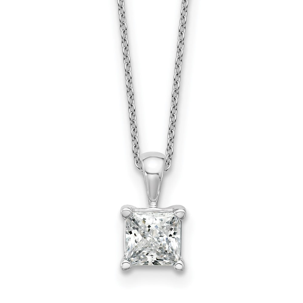 14kw 1 1/2ct Lab Grown Dia VS+ F+ Princess Comp 18in Pendant Necklace