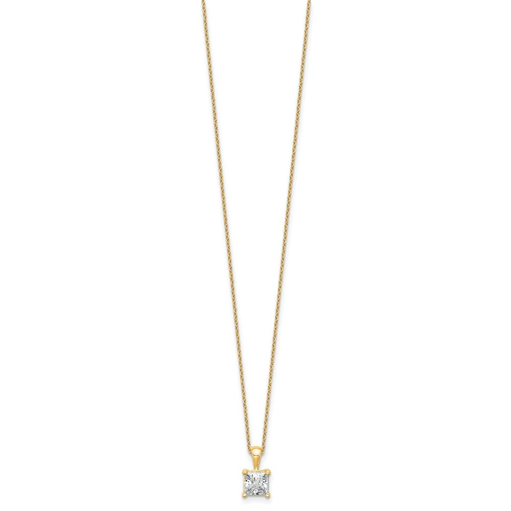 14k 1 1/2ct Cert Lab Grown Dia VS+ F+ Princess Comp 18in Pendant Necklace