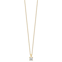 14k 1 1/2ct Cert Lab Grown Dia VS+ F+ Princess Comp 18in Pendant Necklace