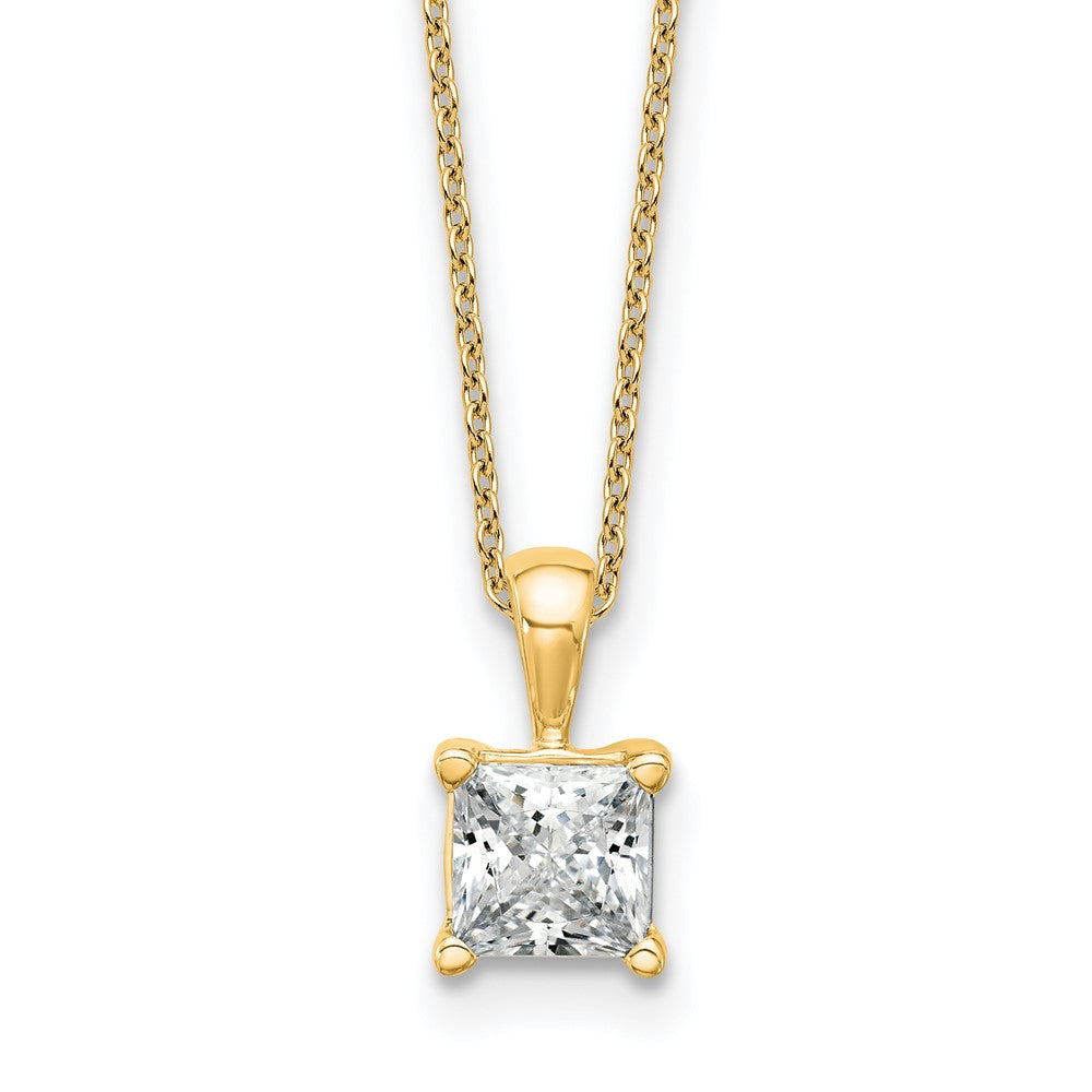 14k 1 1/2ct Cert Lab Grown Dia VS+ F+ Princess Comp 18in Pendant Necklace