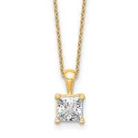 14k 1 1/2ct Cert Lab Grown Dia VS+ F+ Princess Comp 18in Pendant Necklace