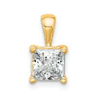 14k 1 1/2 ct Lab Grown Diamond VS+ F+ Princess Complete 4 Prong Pendant