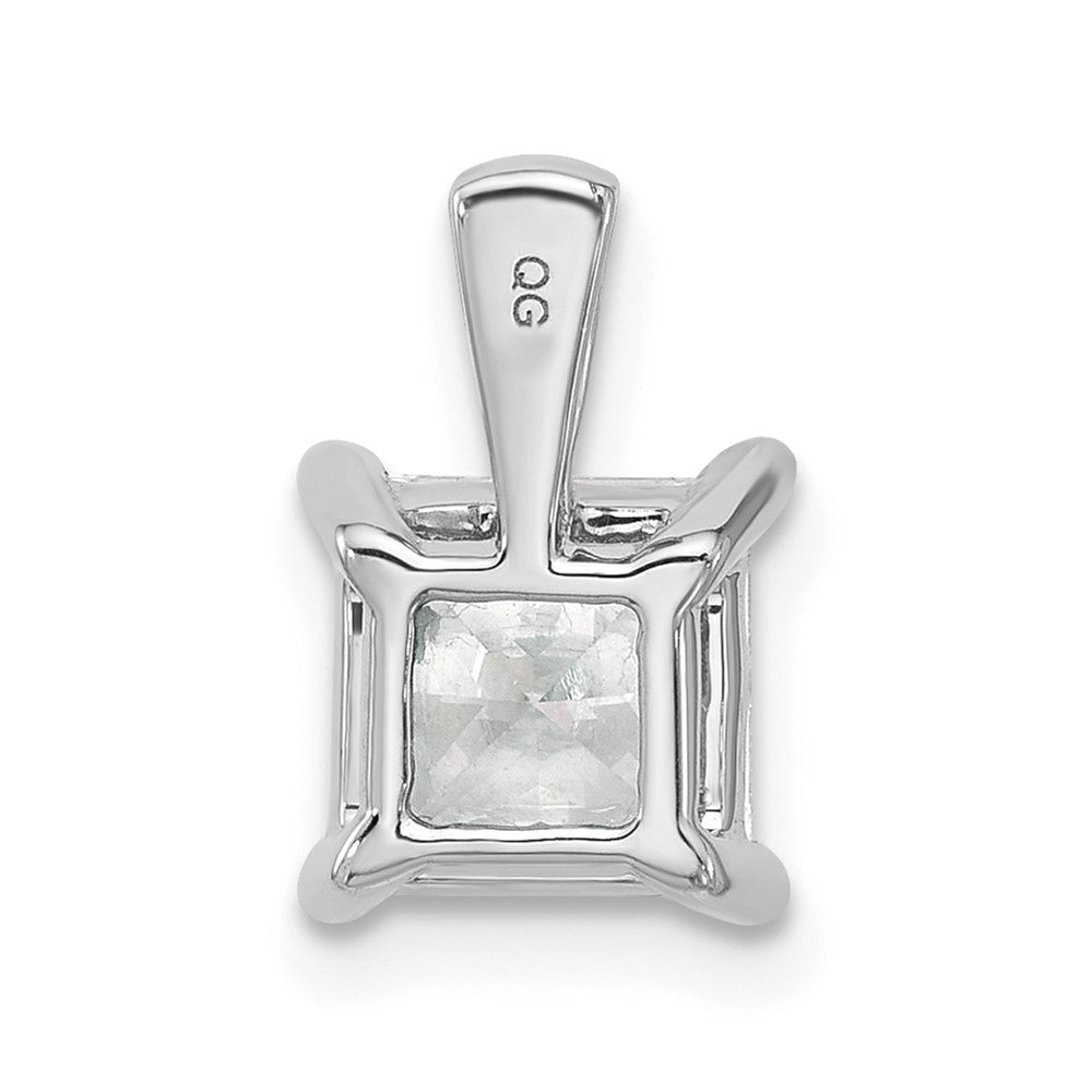 14k White Gold 2 ct Lab Grown Dia VS+ F+ Princess Comp 4 Prong Pendant