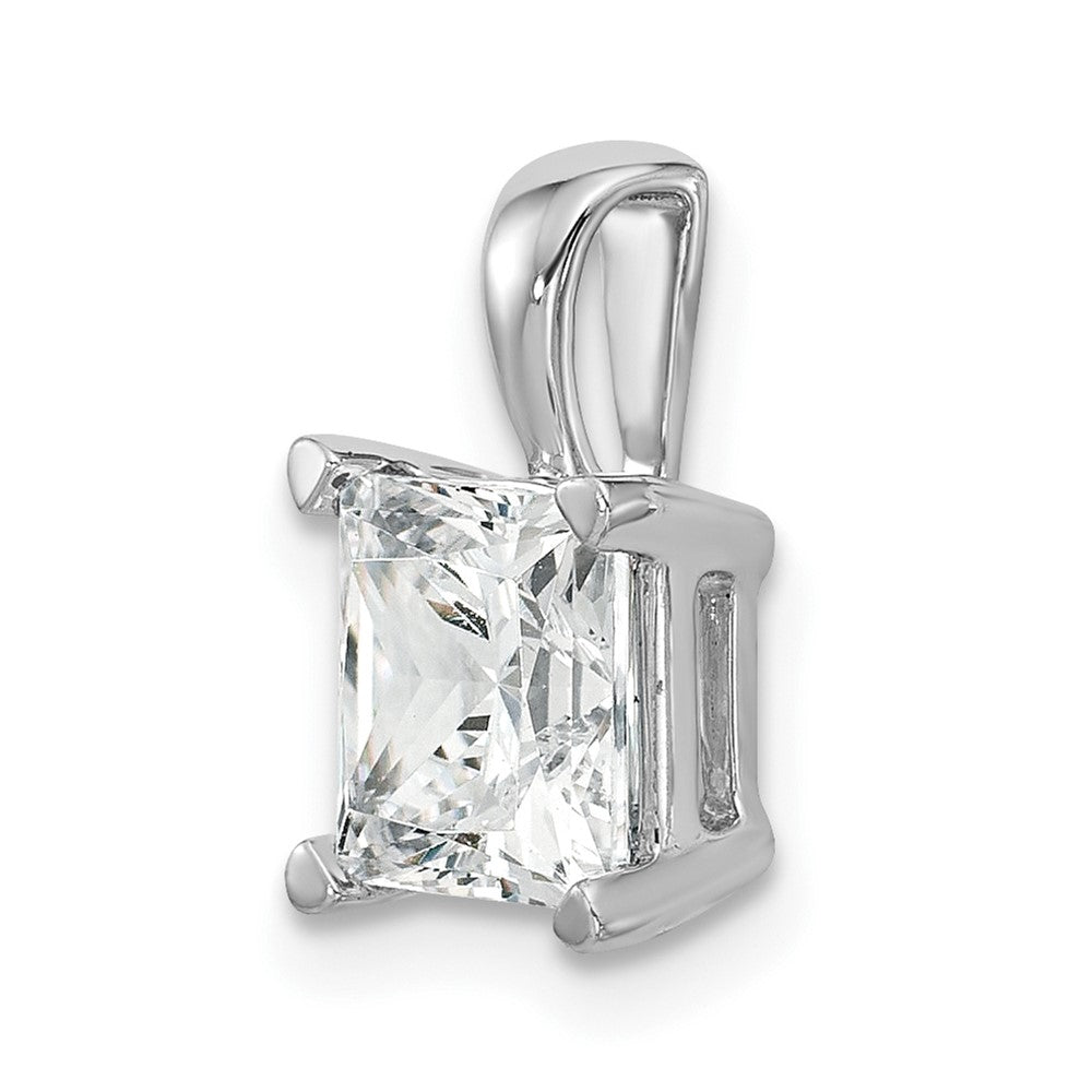 14k White Gold 2 ct Lab Grown Dia VS+ F+ Princess Comp 4 Prong Pendant