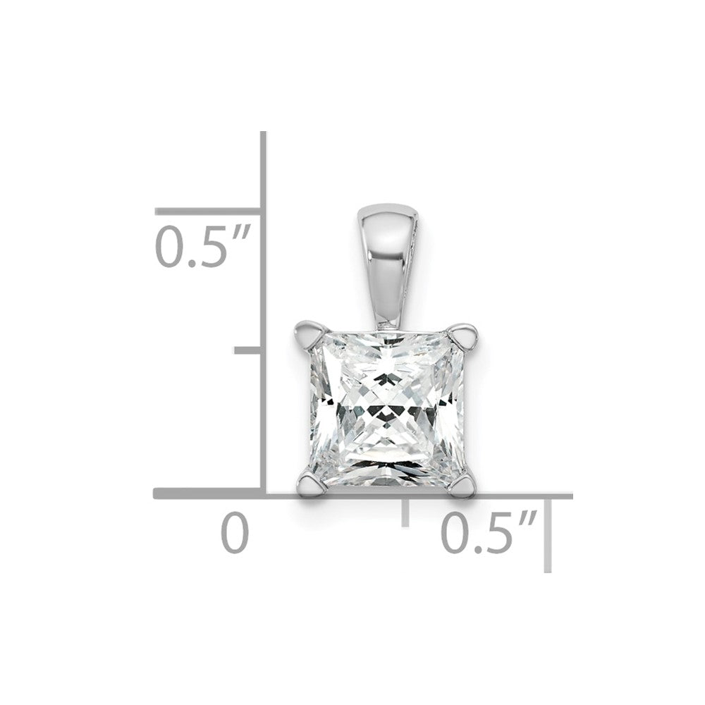 14k White Gold 2 ct Lab Grown Dia VS+ F+ Princess Comp 4 Prong Pendant