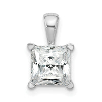 14k White Gold 2 ct Lab Grown Dia VS+ F+ Princess Comp 4 Prong Pendant
