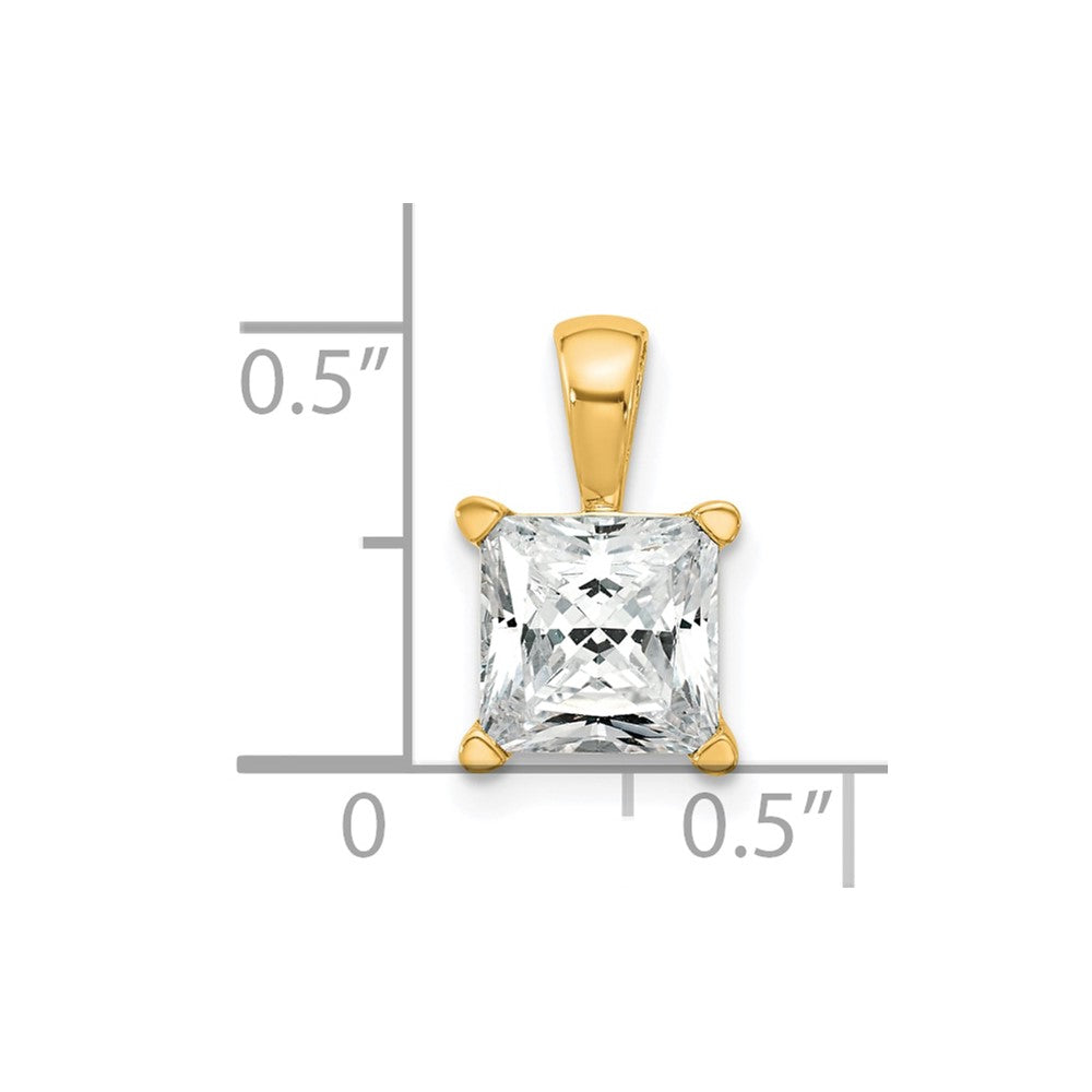 14k 2 ct Lab Grown Diamond VS+ F+ Princess Complete 4 Prong Pendant