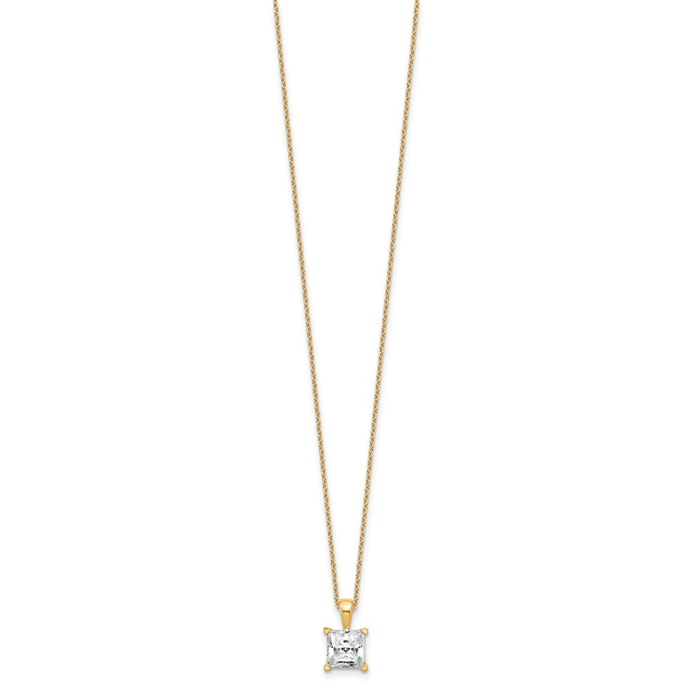 14k 2ct Cert Lab Grown Dia VS/SI+ G+ Princess Comp 18in Pendant Necklace