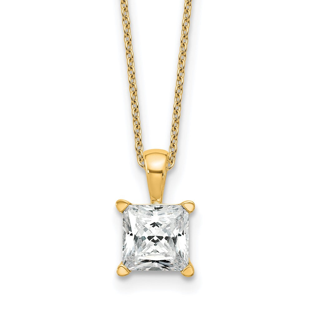 14k 2ct Cert Lab Grown Dia VS/SI+ G+ Princess Comp 18in Pendant Necklace