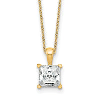 14k 2ct Cert Lab Grown Dia VS+ F+ Princess Comp 18in Pendant Necklace