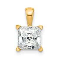 14k 2 ct Lab Grown Diamond VS+ F+ Princess Complete 4 Prong Pendant