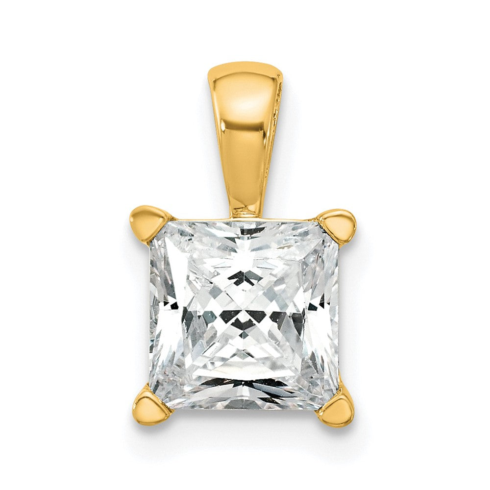 14k 2 ct Cert Lab Grown Diamond VS+ F+ Princess Comp 4 Prong Pendant