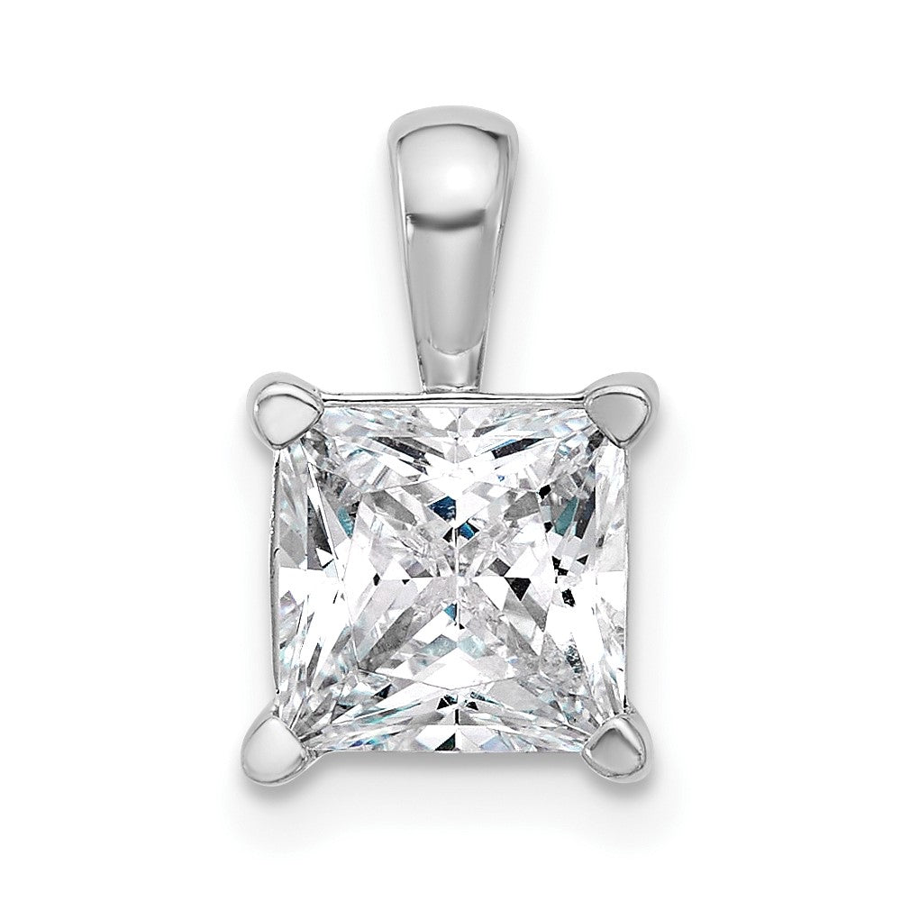 14k White 2 1/2 ct Lab Grown Dia VS/SI+ G+ Princess Comp 4 Prong Pendant