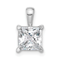 14k White 2 1/2 ct Lab Grown Dia VS/SI+ G+ Princess Comp 4 Prong Pendant