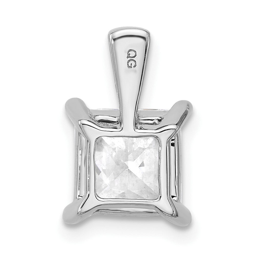 14k White Gold 3 ct Lab Grown Dia VS+ F+ Princess Comp 4 Prong Pendant