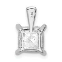 14k White Gold 3 ct Lab Grown Dia VS+ F+ Princess Comp 4 Prong Pendant