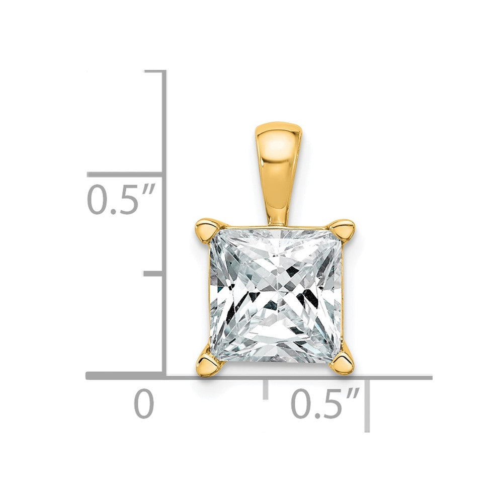 14k 4 ct Lab Grown Diamond VS+ F+ Princess Complete 4 Prong Pendant