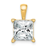 14k 4 ct Cert Lab Grown Diamond VS/SI+ G+ Princess Comp 4 Prong Pendant