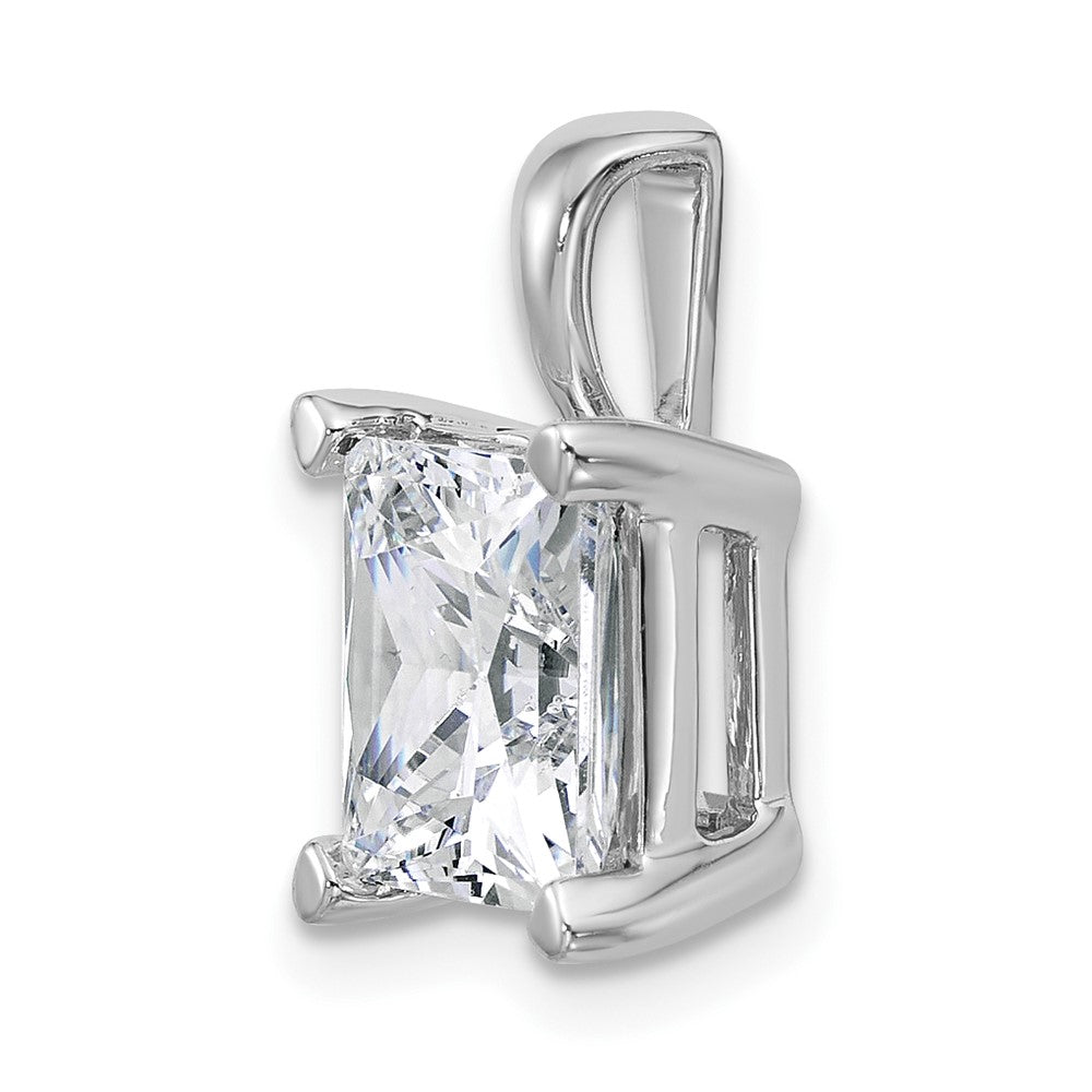 14k White Gold 5 ct Lab Grown Dia VS+ F+ Princess Comp 4 Prong Pendant