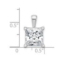 14k White Gold 5 ct Lab Grown Dia VS+ F+ Princess Comp 4 Prong Pendant