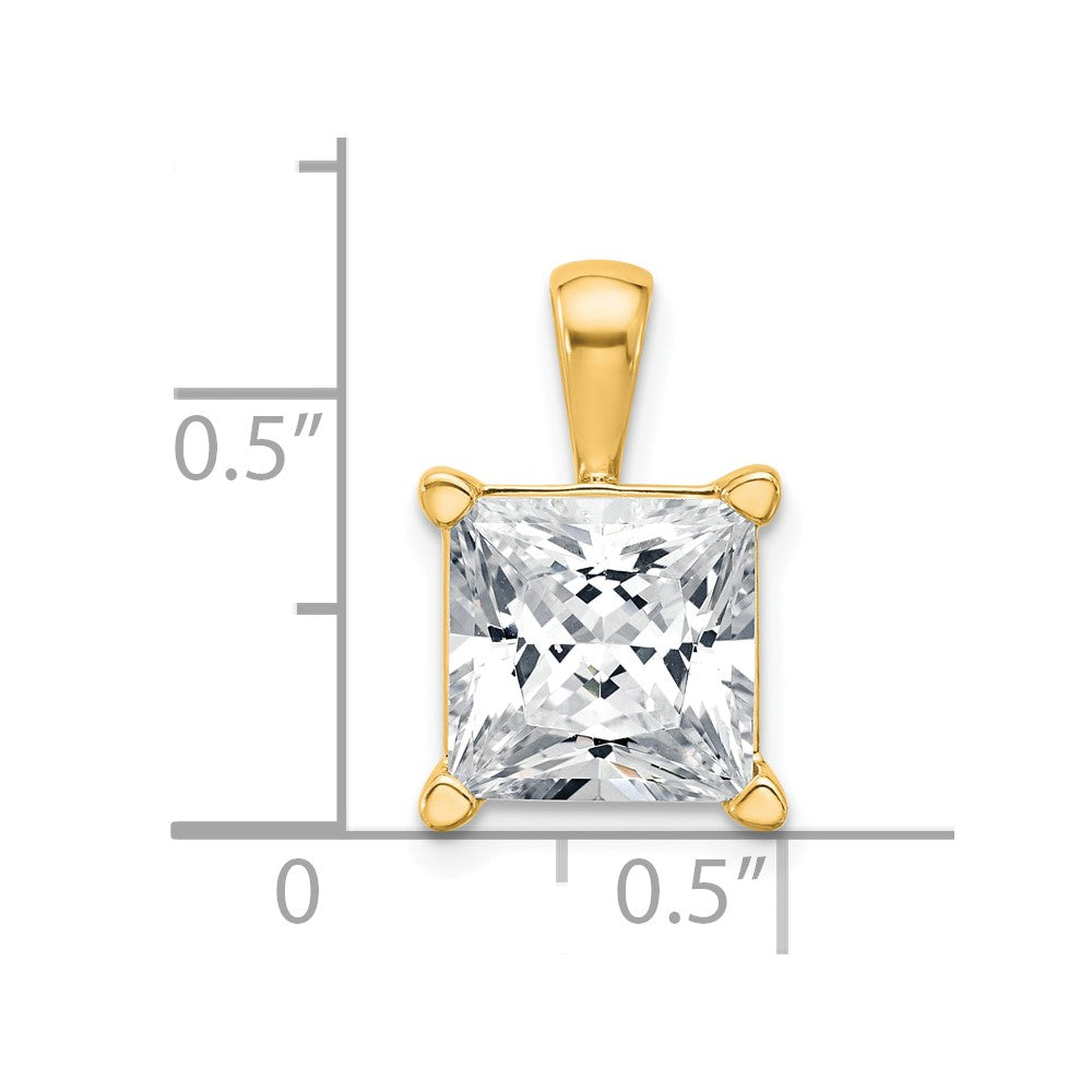 14k 5 ct Cert Lab Grown Diamond VS/SI+ G+ Princess Comp 4 Prong Pendant