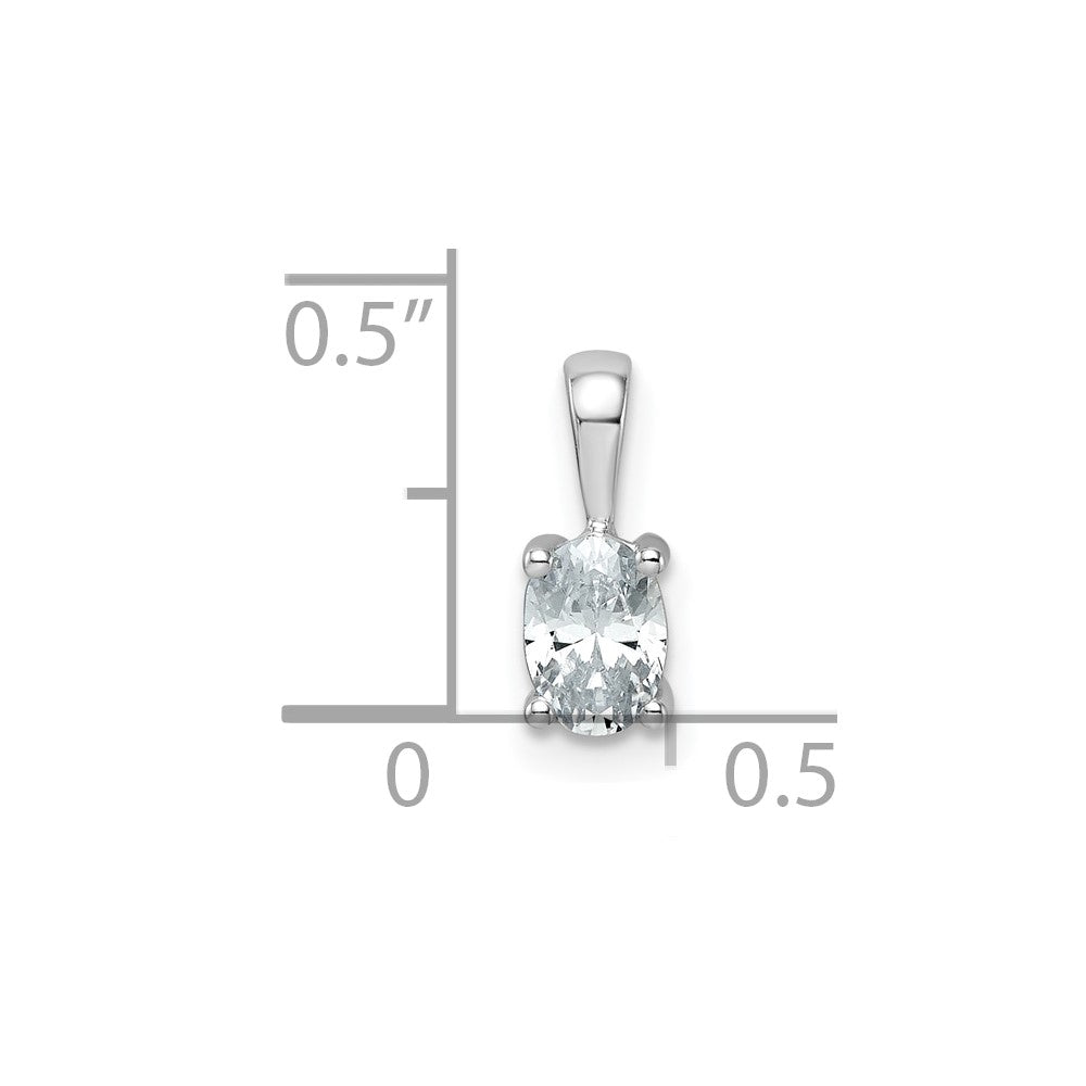 14k White Gold 1/2 ct Lab Grown Dia VS+ F+ Oval Comp 4 Prong Pendant
