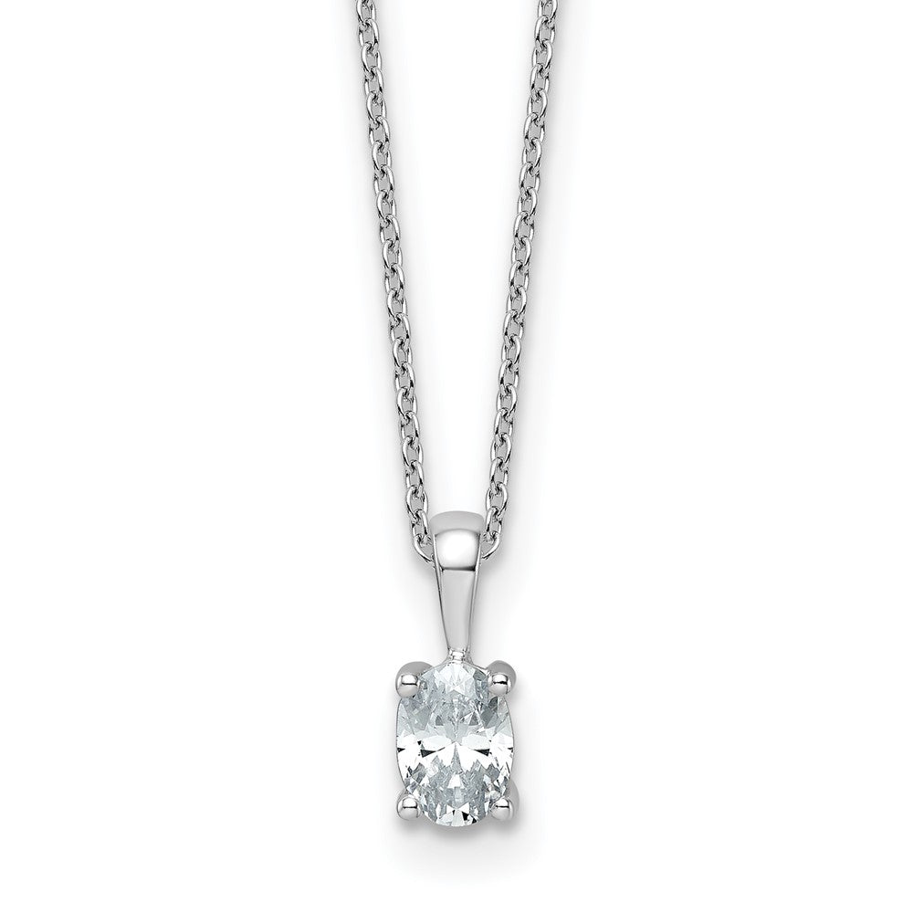 14kw 1/2ct Lab Grown Diamond VS/SI+ G+ Oval Comp 18in Pendant Necklace