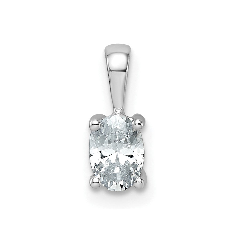 14k White Gold 1/2 ct Lab Grown Dia VS+ F+ Oval Comp 4 Prong Pendant