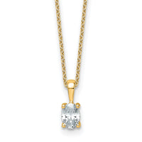 14k 1/2ct Certified Lab Grown Dia VS+ F+ Oval Comp 18in Pendant Necklace