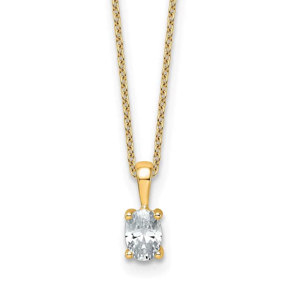 14k 1/2ct Cert Lab Grown Dia VS/SI+ G+ Oval Comp 18in Pendant Necklace