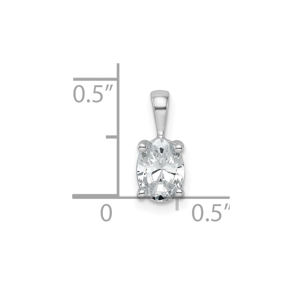 14k White Gold 3/4 ct Lab Grown Dia VS/SI+ G+ Oval Comp 4 Prong Pendant