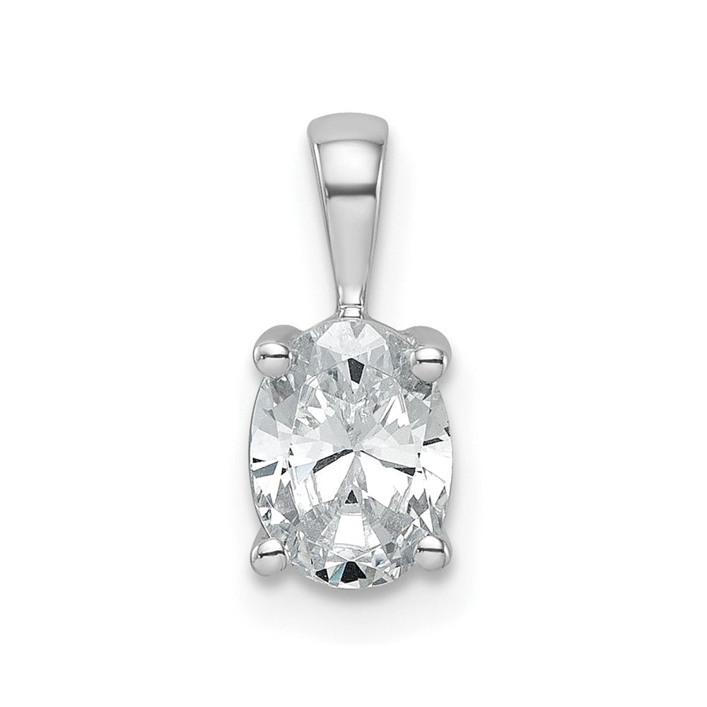 14k White Gold 3/4 ct Lab Grown Dia VS/SI+ G+ Oval Comp 4 Prong Pendant