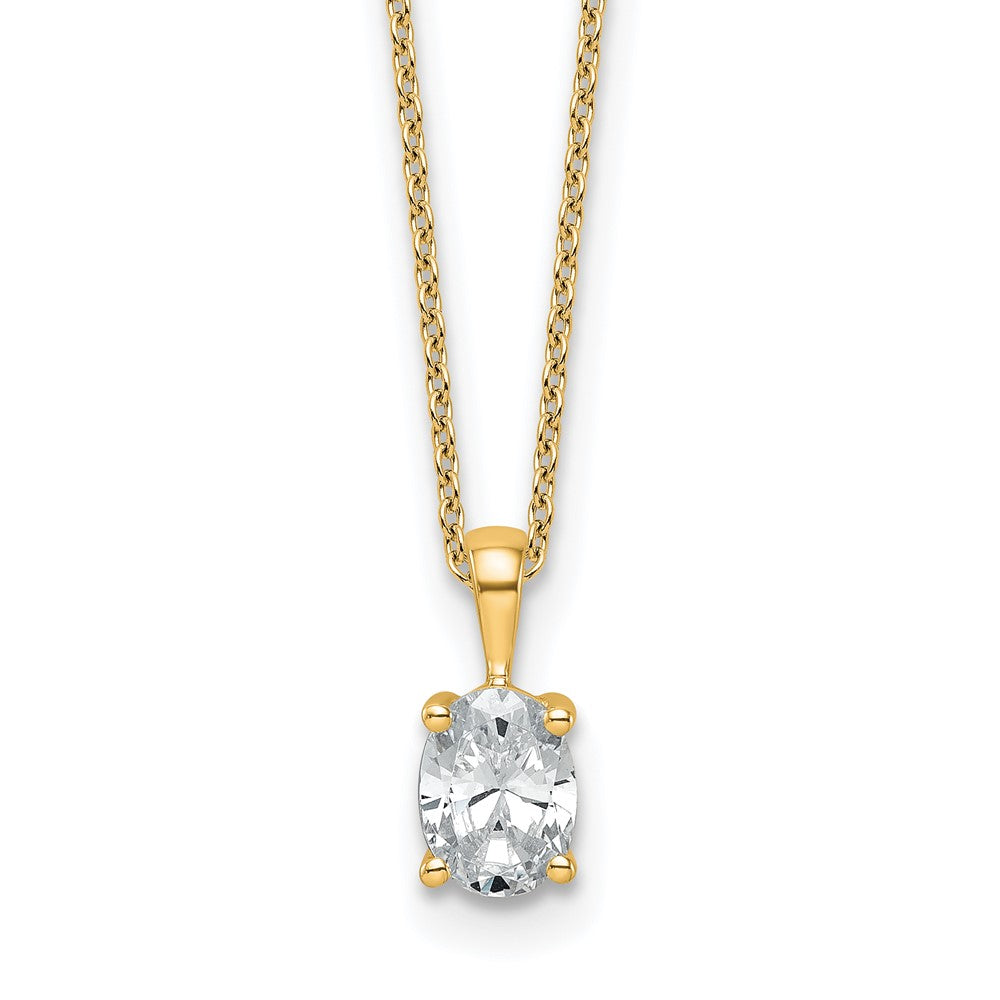 14k 3/4ct Lab Grown Diamond VS/SI+ G+ Oval Comp 18in Pendant Necklace