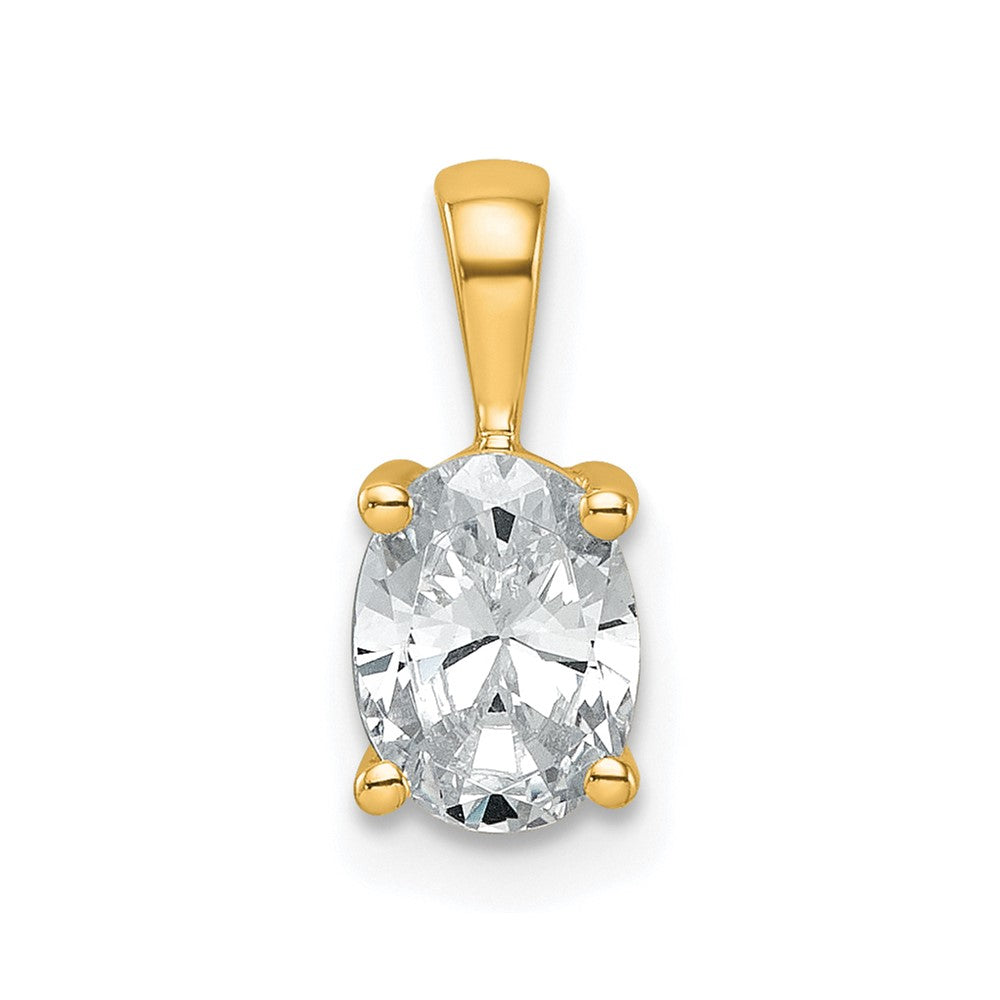 14k 3/4 ct Lab Grown Diamond VS+ F+ Oval Complete 4 Prong Pendant