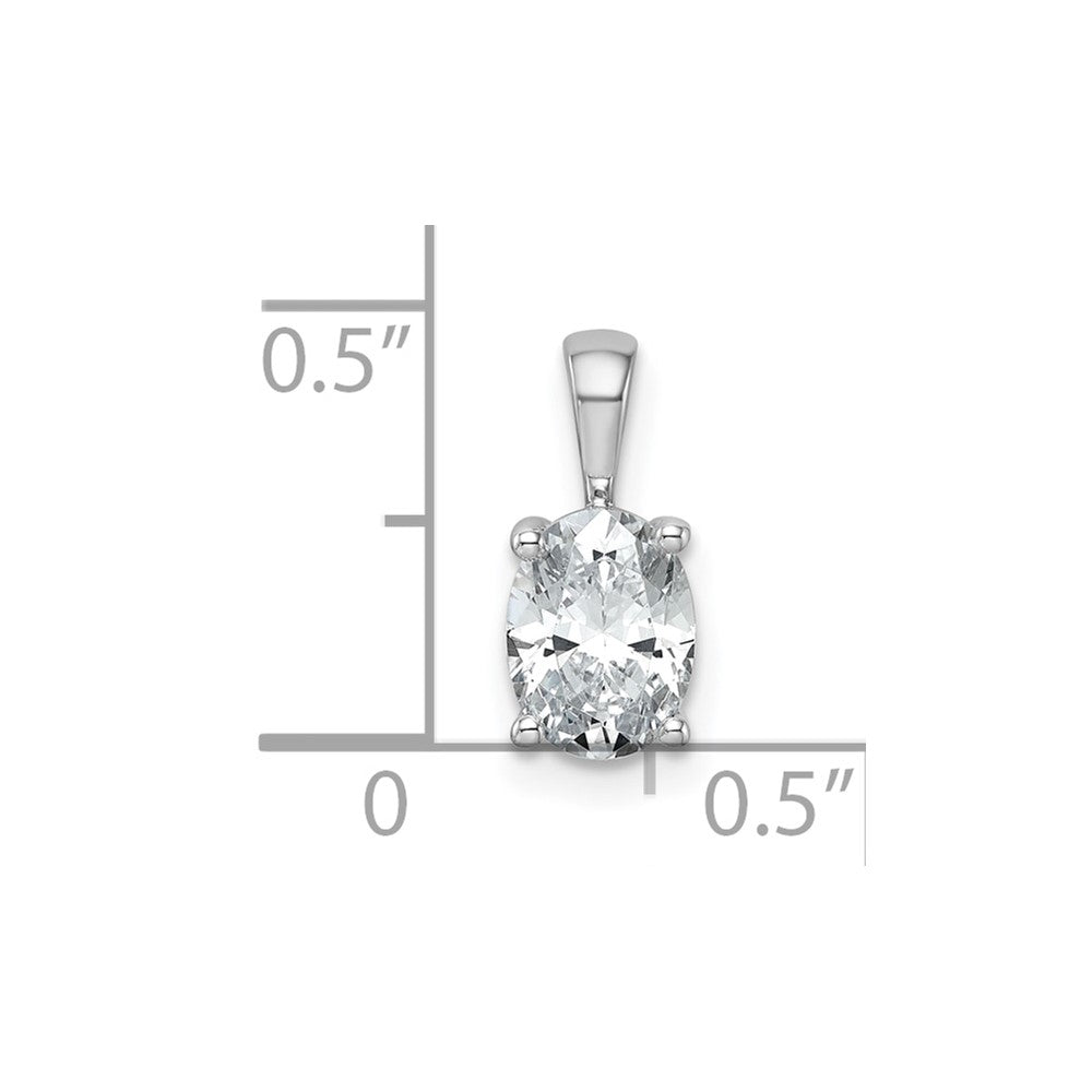 14k White Gold 1 ct Lab Grown Dia VS+ F+ Oval Comp 4 Prong Pendant