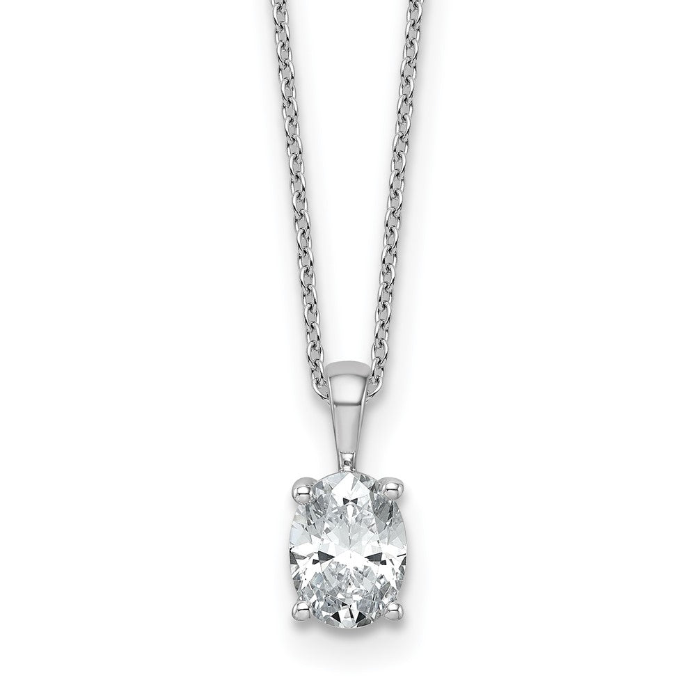 14kw 1ct Cert Lab Grown Dia VS+ F+ Oval Comp 18in Pendant Necklace