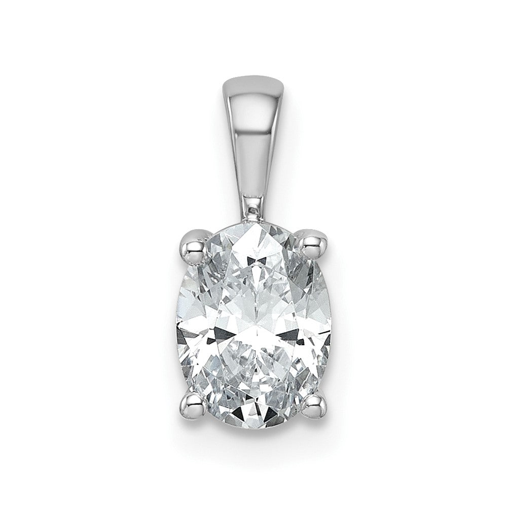 14k White Gold 1 ct Lab Grown Dia VS+ F+ Oval Comp 4 Prong Pendant