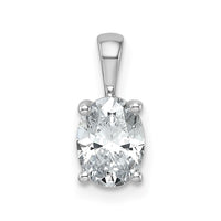 14k White Gold 1 ct Lab Grown Dia VS+ F+ Oval Comp 4 Prong Pendant
