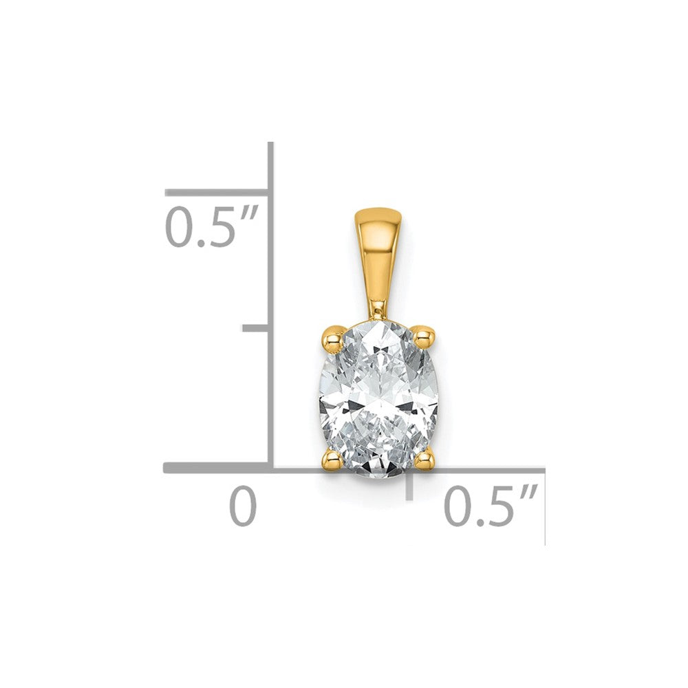 14k 1 ct Lab Grown Diamond VS+ F+ Oval Complete 4 Prong Pendant