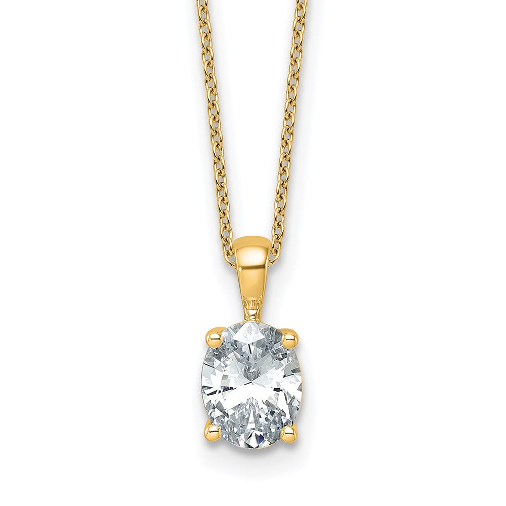 14k 1 1/2ct Cert Lab Grown Dia VS/SI+ G+ Oval Comp 18in Pendant Necklace