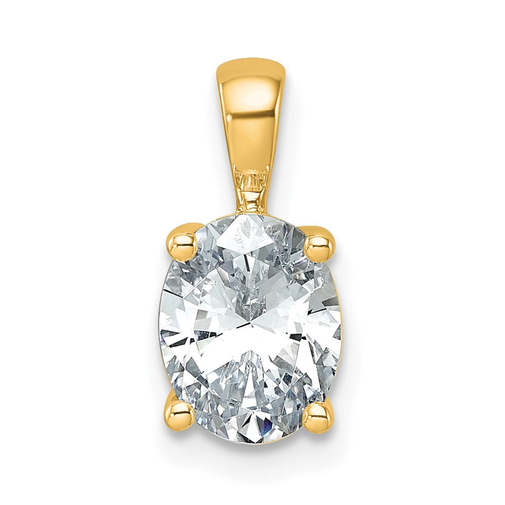 14k 1 1/2 ct Cert Lab Grown Diamond VS+ F+ Oval Comp 4 Prong Pendant