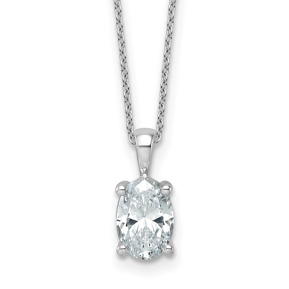 14kw 2ct Lab Grown Diamond VS+ F+ Oval Comp 18in Pendant Necklace