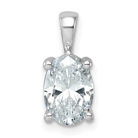14k White Gold 2 ct Lab Grown Dia VS+ F+ Oval Comp 4 Prong Pendant