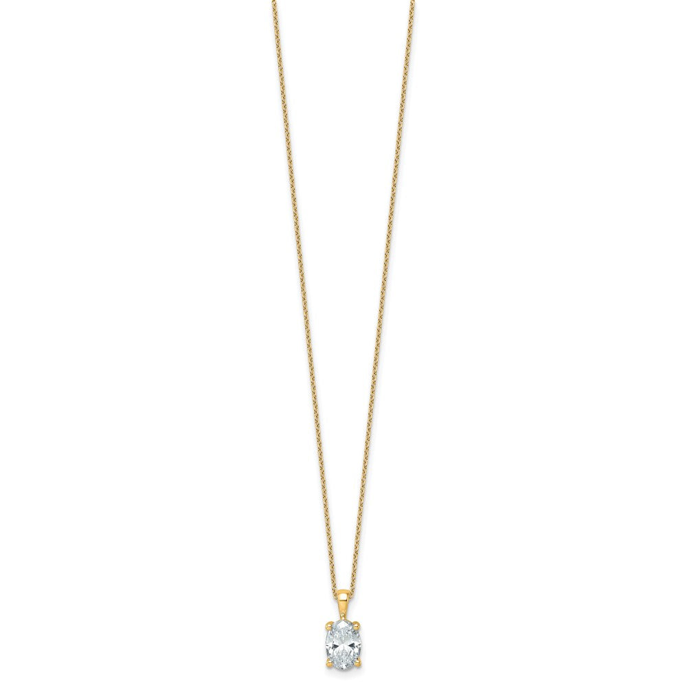 14k 2ct Cert Lab Grown Dia VS+ F+ Oval Comp 18in Pendant Necklace